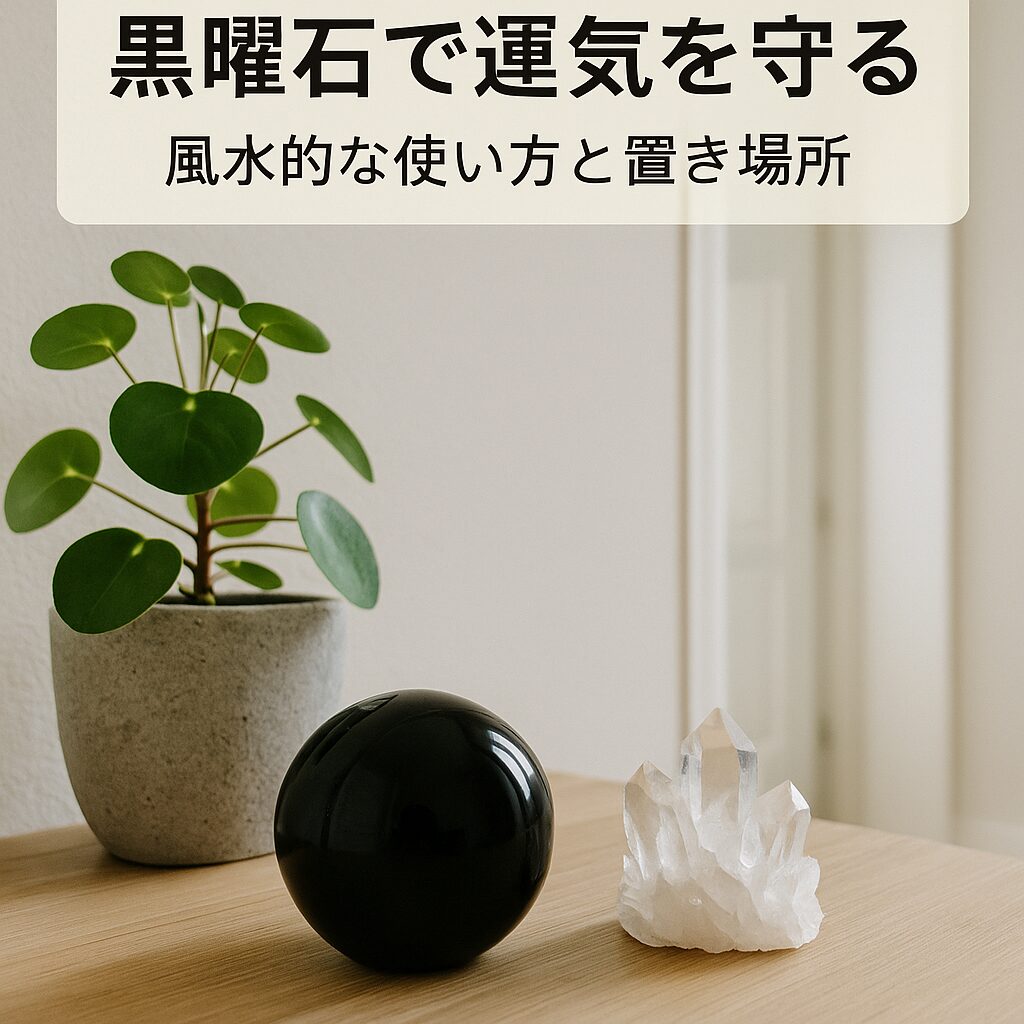 黒曜石のパワーストーンと風水アイテムが置かれた玄関のイメージ画像